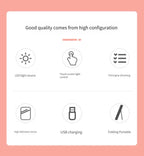 Makeup Mirror USB Rechargeable Portable Compact LED Vanity Mirror with Touch Screen Dimming Makeup Mirror