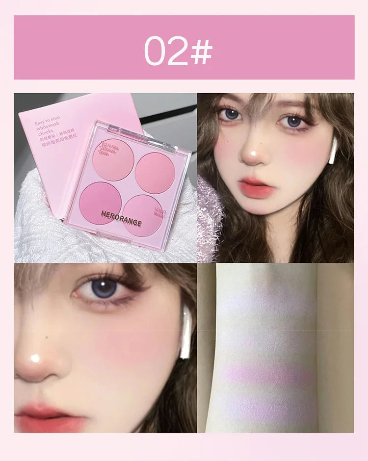 4 Colors Blush Powder Face Makeup Set Mixed Sweet Warm Colors Matte Cheek Powder Facial Beauty Cosmetic Makeup Blush