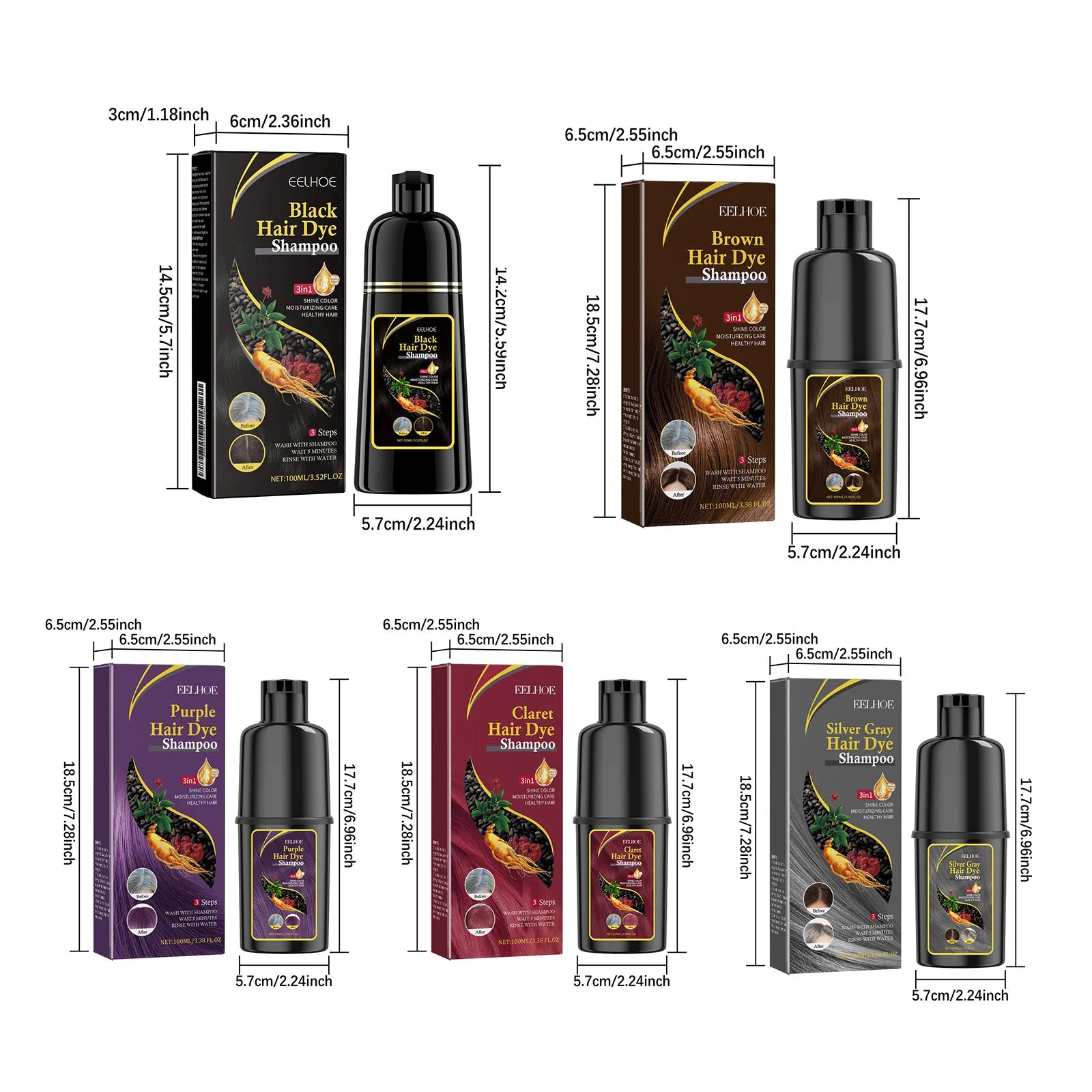 Hair Dyeing Shampoo 3-in-1 Rapid Hair Dyeing Repair Dry Cleaning Nourishing Hair Roots Restoration Hair Coloring Black Shampoo
