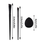 5PCS practical eye makeup tools: Fine angled blade eyeliner detail brush & Soft and non-sticky mini powder puff