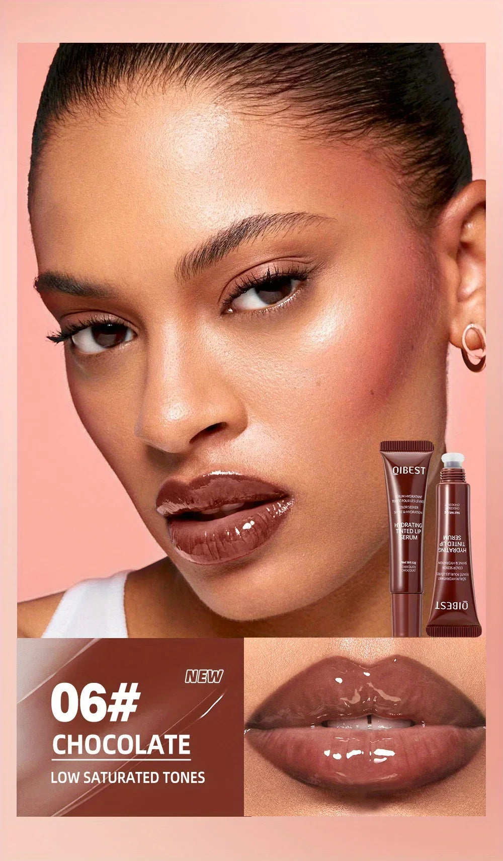 Colored lip gloss, liquid hydrating and moisturizing, light and shiny lip balm, water gloss lip glaze moisturizing lip milk.