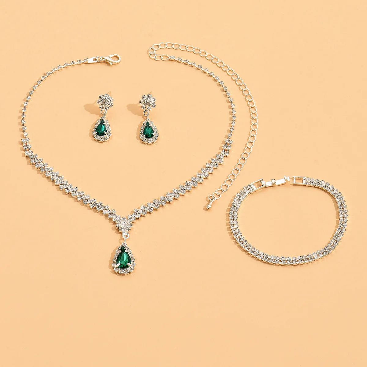 4 Pieces Of Women's Wedding Accessories, Earrings, Necklaces, Bracelets, Bridal Jewelry Sets, Banquet And Party Accessories-2910