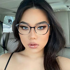 Blue Light Blocking Glasses Cat Eye Color Block Metal Frame Clear Lens Computer Glasses Spectacles For Women
