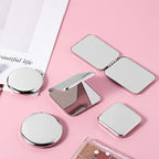 1pcs Hand Pocket Folded-Side Cosmetic Make Up Mirror Portable Women Stainless Steel Makeup Mirror  Small Various Shapes