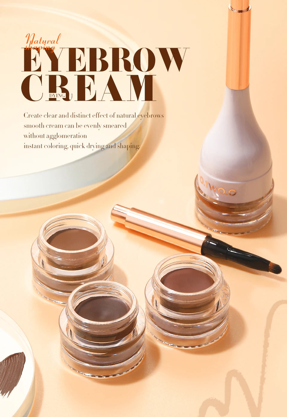 O.TWO.O Eyebrow Pomade Brow Natural Waterproof Creamy Texture Highly Tint Eyebrow Gel Double Use For Eyeliner Beauty Makeup