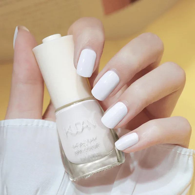 Nail Polish Without Baking Lamp White Fine Glitter Non-baking Non-peel Transparent Shiny Oil Base Coat Nude Nail Polish