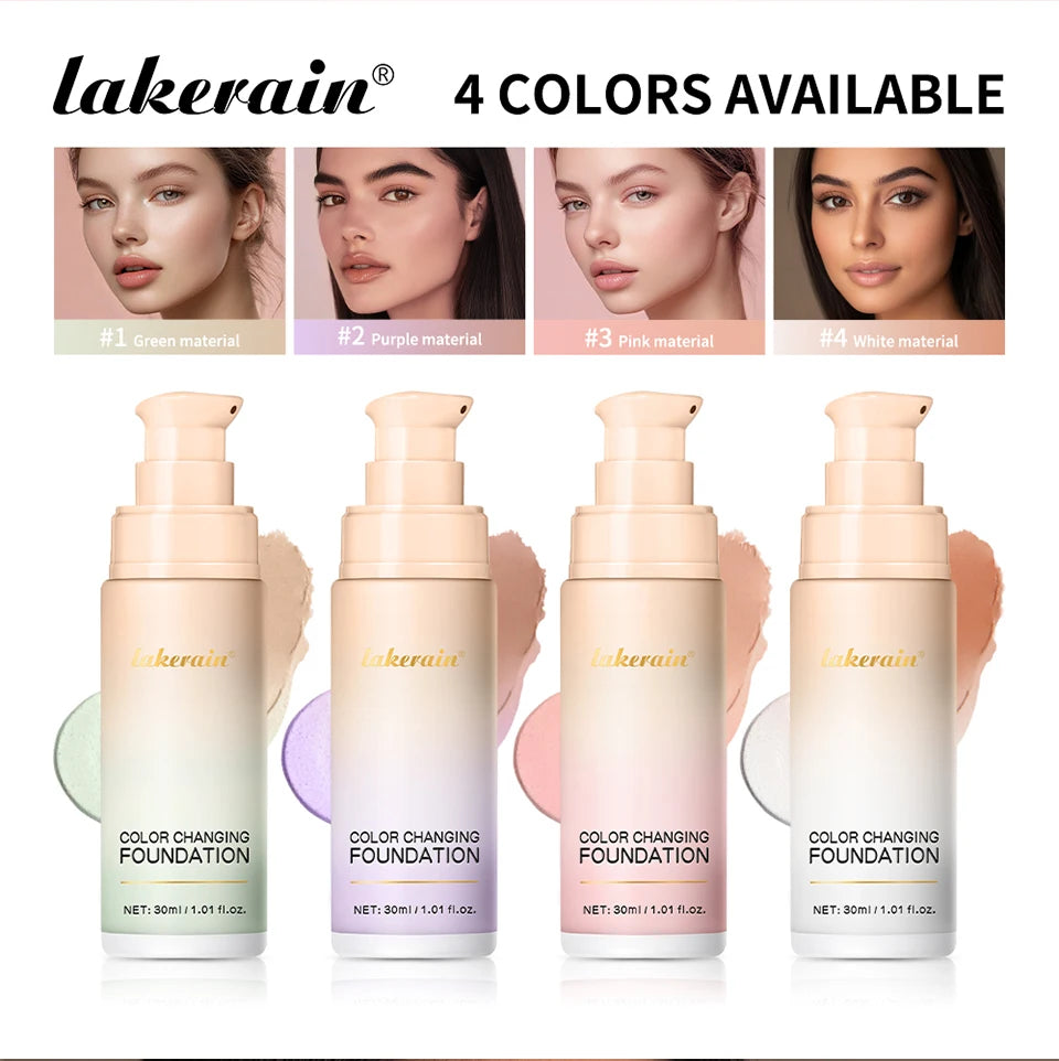 Color Changing Foundation 4 In 1 Moisturizer Longwearing Waterproof Concealer Even Skin Toning Sunscreen Spf 30 Whitening Makeup