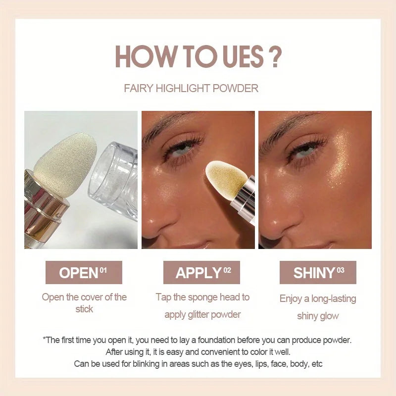 Fairy Powder Highlighter Stick, Shimmer Contour Blush Powder Contour Shading Glitter, Contour Brightening Makeup Highlighter