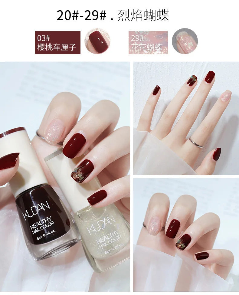 Nail Polish Without Baking Lamp White Fine Glitter Non-baking Non-peel Transparent Shiny Oil Base Coat Nude Nail Polish