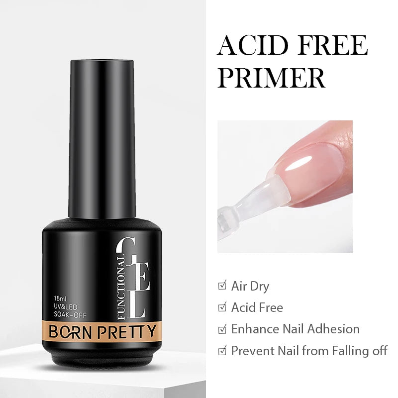 BORN PRETTY 15ml Milky Pink Rubber Base Gel Nail Polish Glitter Semi-Permanent Varnish Soak Off Self Leveling UV LED Polish