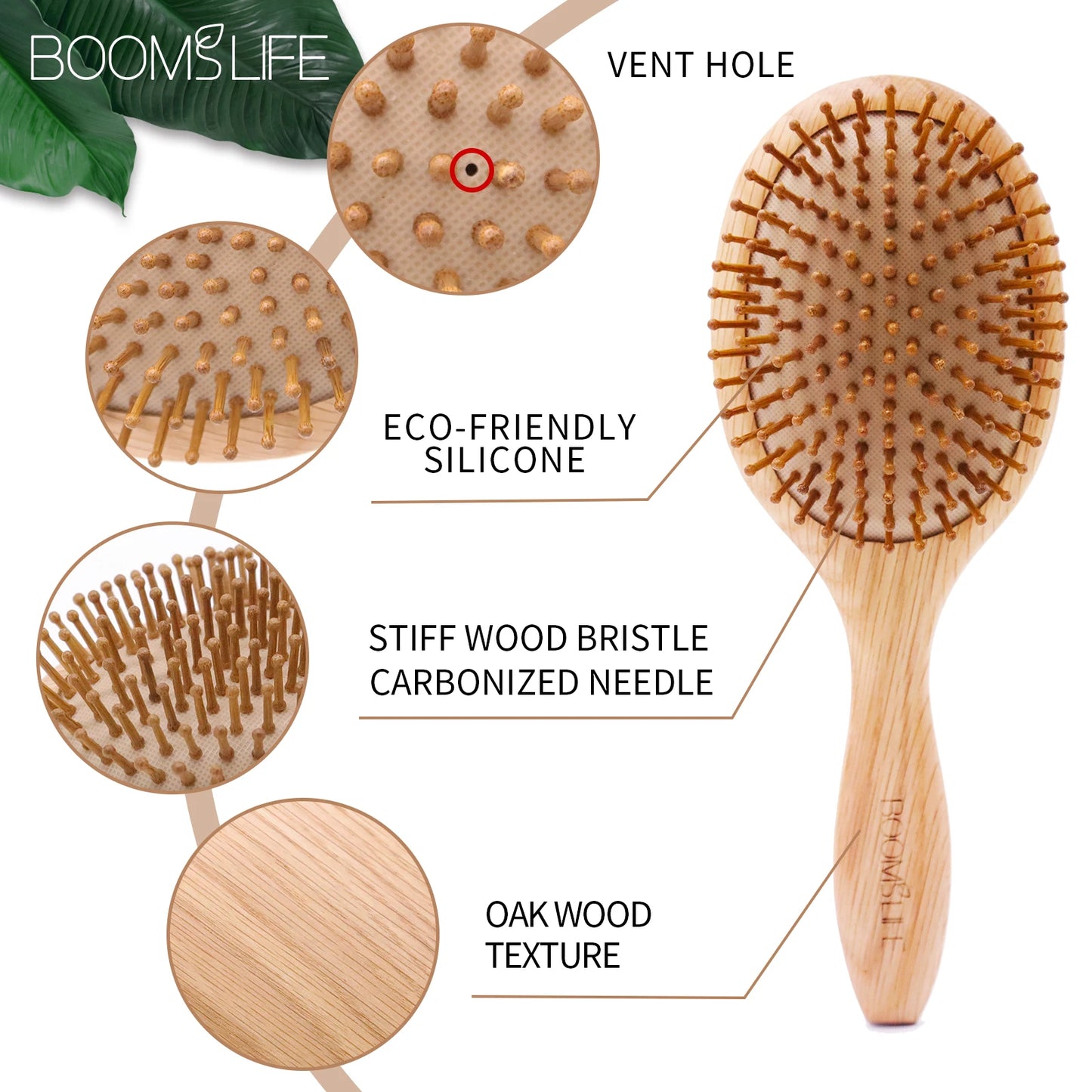 Natural Hair Brush Women Wide Tooth Hair Combs Healthy Paddle Cushion Massage Hairbrush Wooden Comb Hair Care Barber Accessories