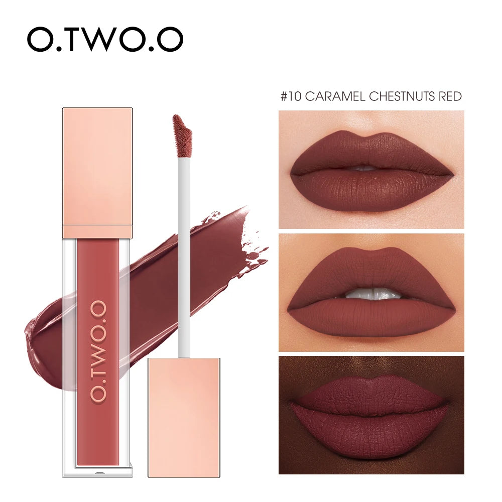 O.TWO.O 12 Color Liquid Lipstick Matte Finish Sexy Silky Lip Gloss Waterproof Kiss-proof Lasting Lip Glaze Lip Tint Cosmetics