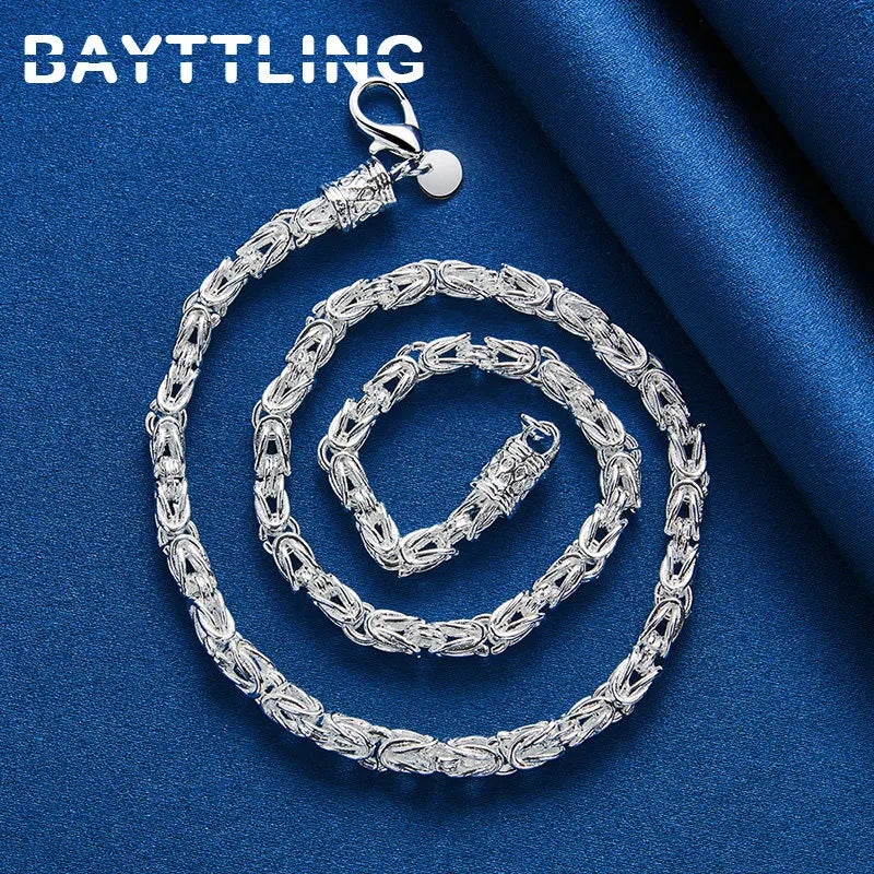 Men's 925 Sterling Silver 20 Inches Fine Tap Chain Hip Hop Necklace For men Fashion Charm Engagement Party Jewelry