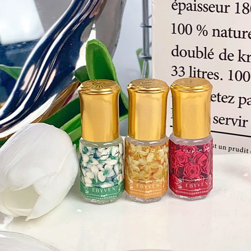 3ml Arabian Floral Perfume Natural Jasmine Rose Osmanthus Scent Eau De Toilette Unisex Fresh Longlasting Portable Roller Perfume