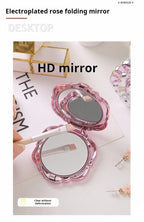 1PC Portable Mini Mirror Retro Rose Flower Small Pocket Makeup Mirror Double Sided Hand Mirrors Compact Cosmetic Beauty Tool