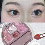 Four-color Eye Shadow Powder Palette Shimmering Glitter Natural Eyelid Silkworm Contour Shadow Natural Tone Pink Eyeliner Makeup