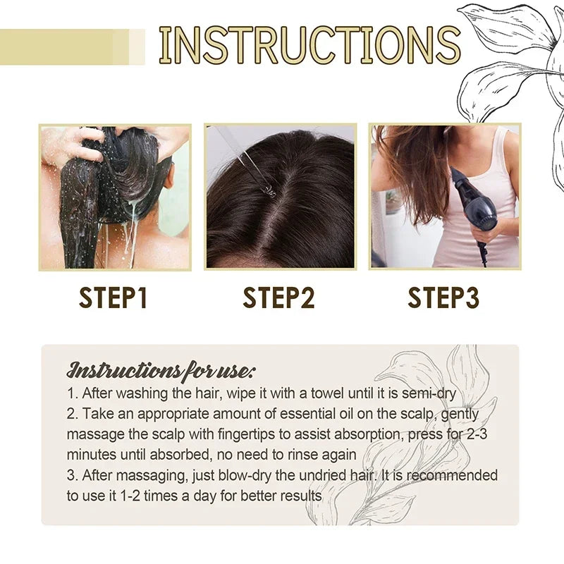 1/2/3pcs Natural Hair Growth Oil Rosemary Anti Hair Loss Regrowth Moisturizing Repair Anti Baldness Fast Hair Growth Serum Oil