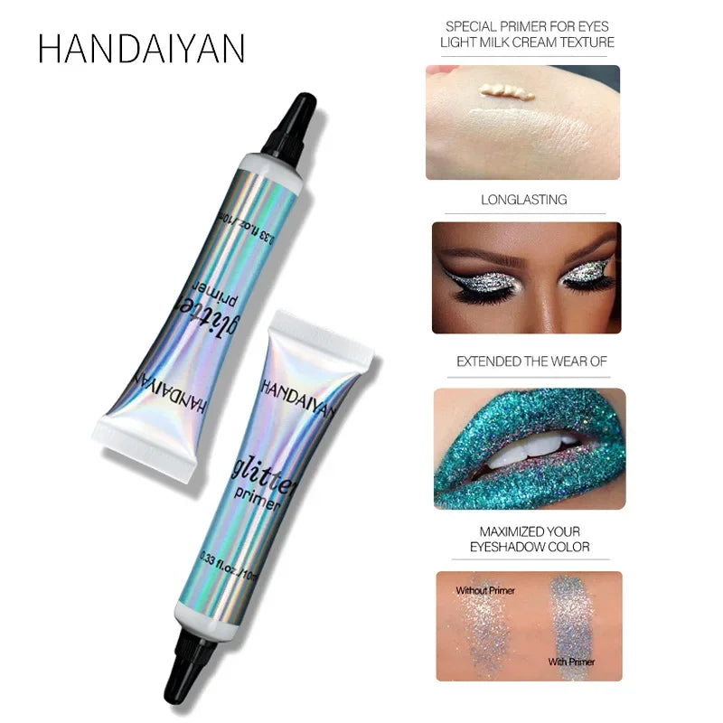 HANDAIYAN Sequin Glitter Primer Makeup Glue Eyeshadow Primer For Lips Eyes Face Long Lasting Multi-Functional Primer