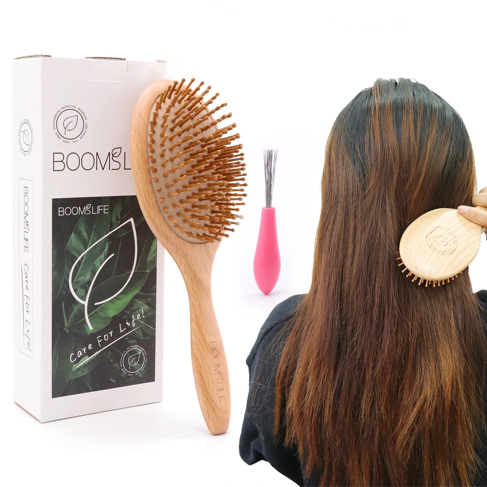 Natural Hair Brush Women Wide Tooth Hair Combs Healthy Paddle Cushion Massage Hairbrush Wooden Comb Hair Care Barber Accessories