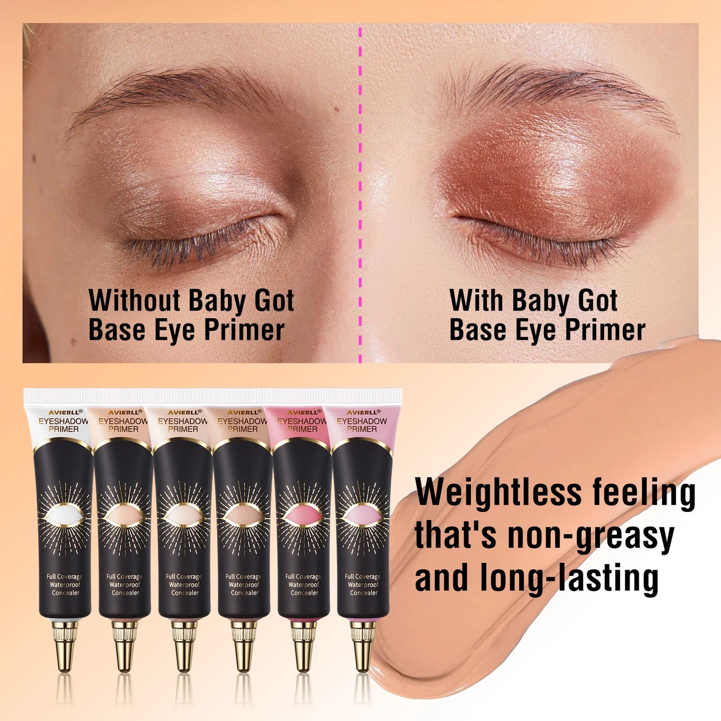Long-Lasting Matte Eyeshadow Primer: Waterproof, Full-Coverage Eye Makeup Base in Medium Cream Form