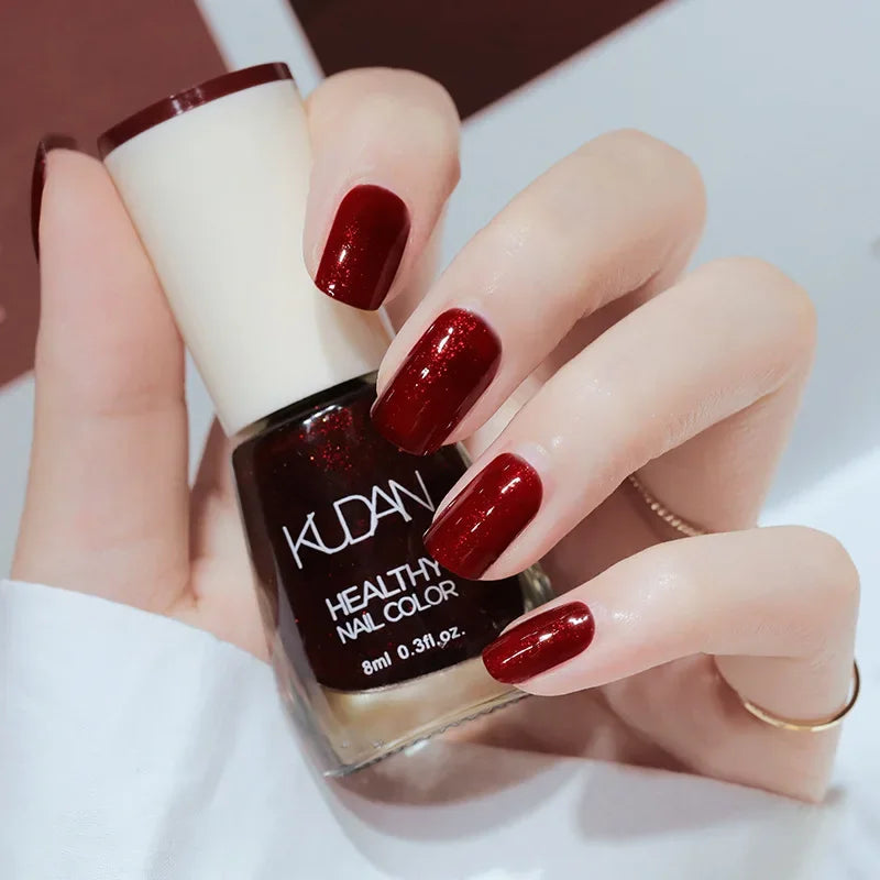 Nail Polish Without Baking Lamp White Fine Glitter Non-baking Non-peel Transparent Shiny Oil Base Coat Nude Nail Polish