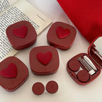 Women Color Contact Lens Case Red Heart Contact Lenses Box for Eyes Care Kit Glasses Case Holder Container