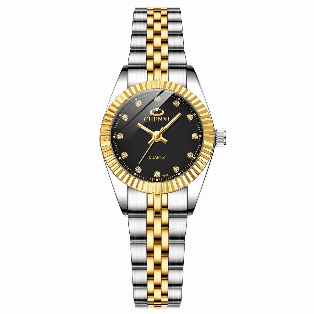 CHENXI Brand Top Luxury  Ladies Golden Watch for Women Clock Female Women's Dress Rhinestone Quartz Waterproof Wristwatches