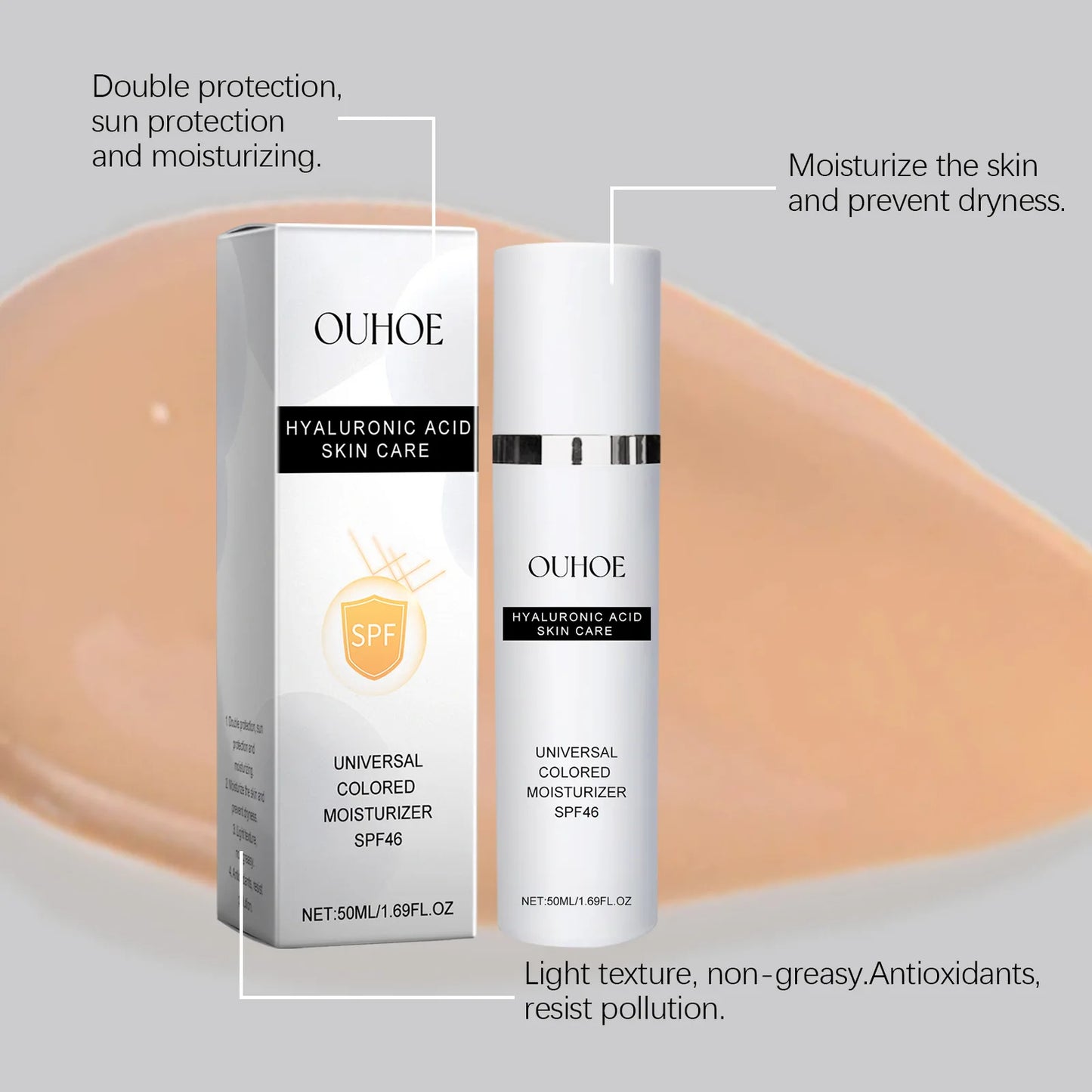 Hyaluronic Acid Sunscreen Anti Sun Solar UV Protection Mild Moisturizer Nourishing Hydrating Repair Outdoor Spf46 Sunblock Cream