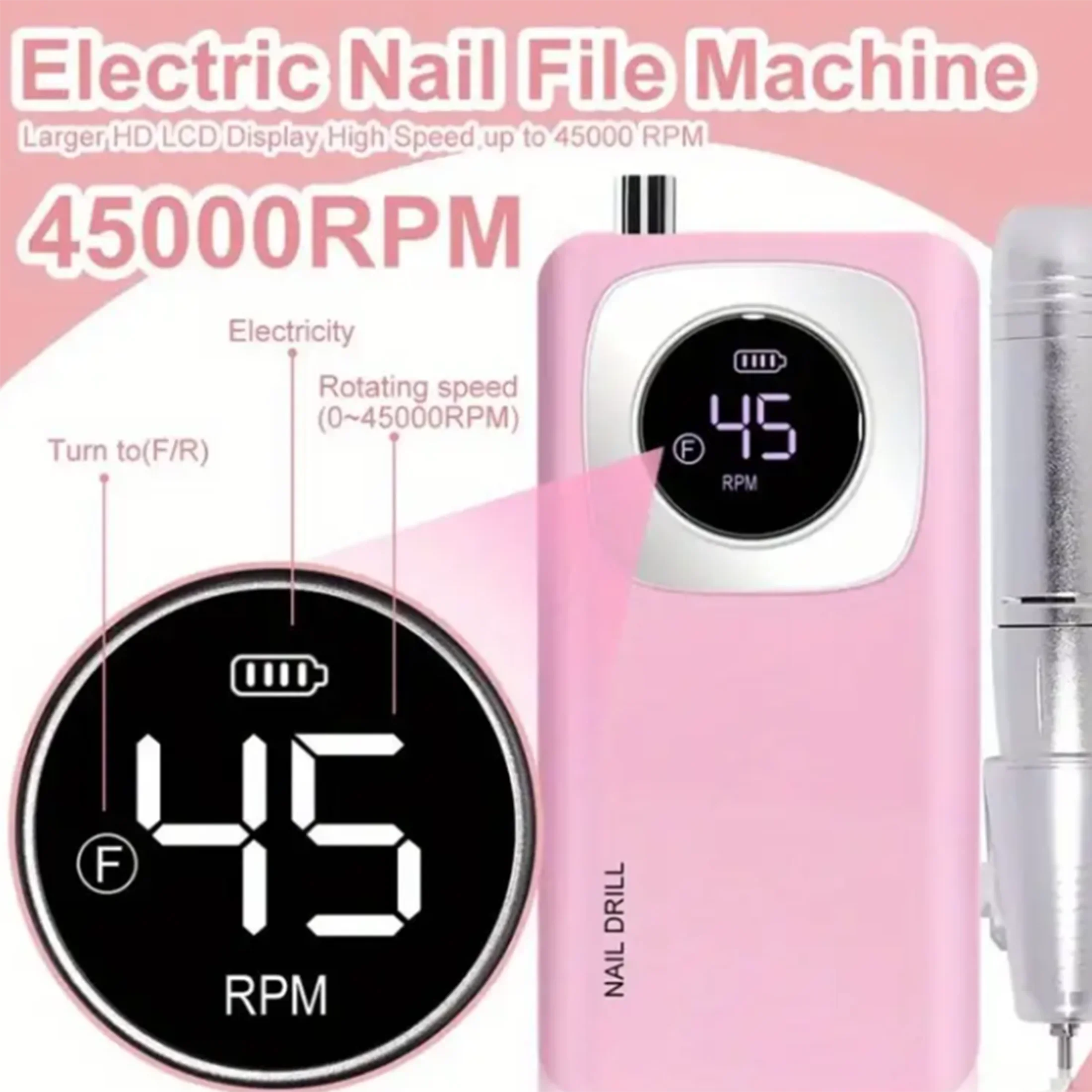 Nail polisher nail polisher removes nails and peels off dead skin, LCD display, metal handle, easy to use without hurting nails.