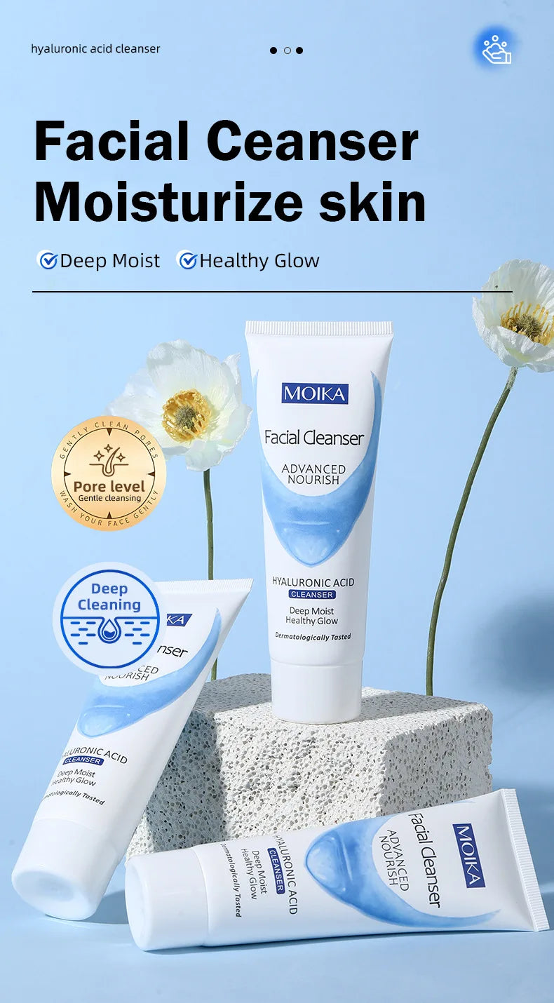 Hyaluronic Acid Facial Cleanser Moisturizing Oil Control Cleansing Face Wash Exfoliating Deep Remove Facial Cleanser Skin Care