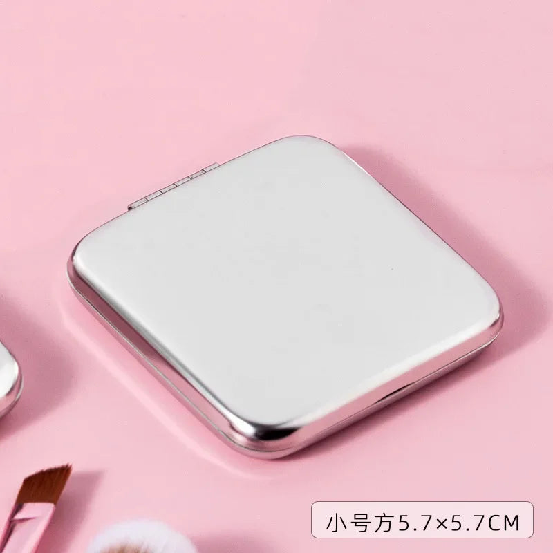 1pcs Hand Pocket Folded-Side Cosmetic Make Up Mirror Portable Women Stainless Steel Makeup Mirror  Small Various Shapes