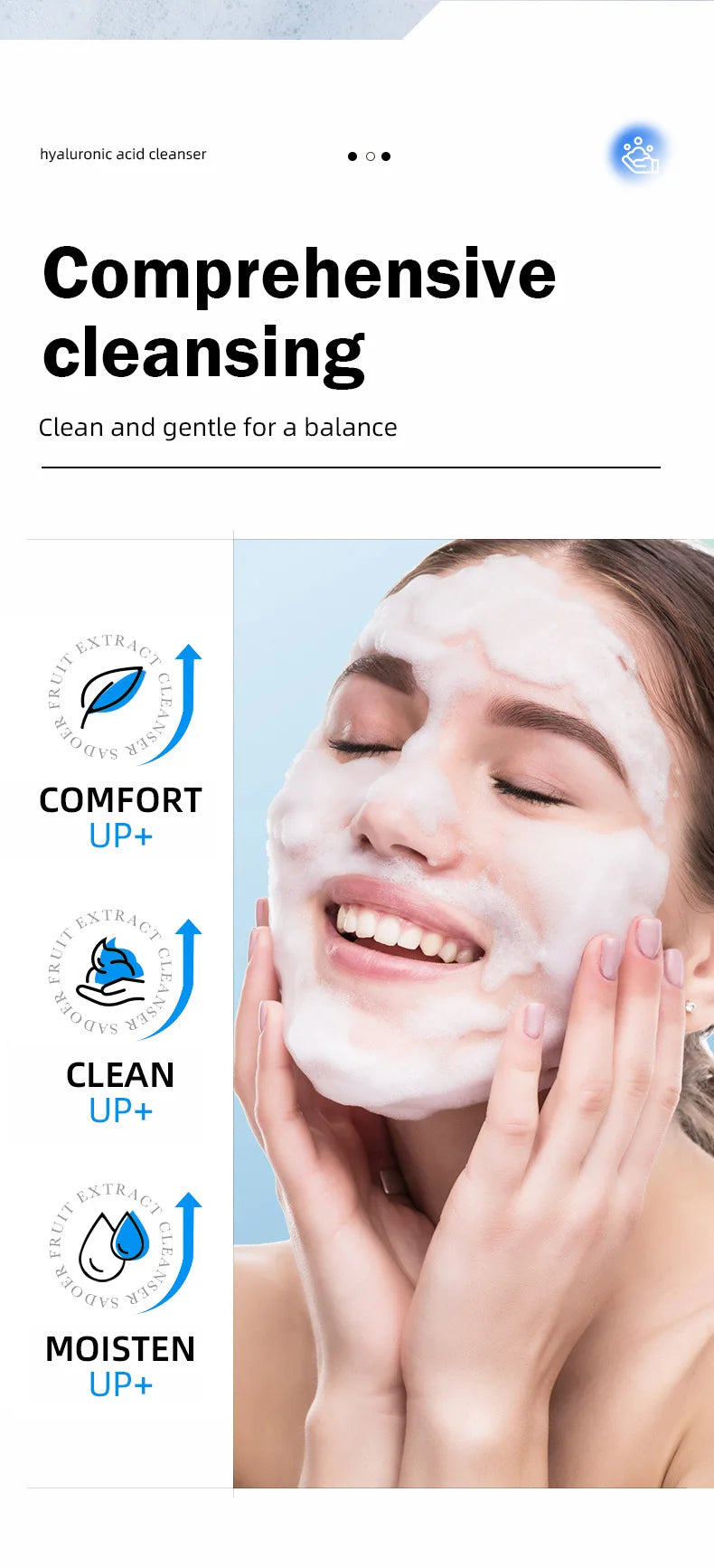 Hyaluronic Acid Facial Cleanser Moisturizing Oil Control Cleansing Face Wash Exfoliating Deep Remove Facial Cleanser Skin Care
