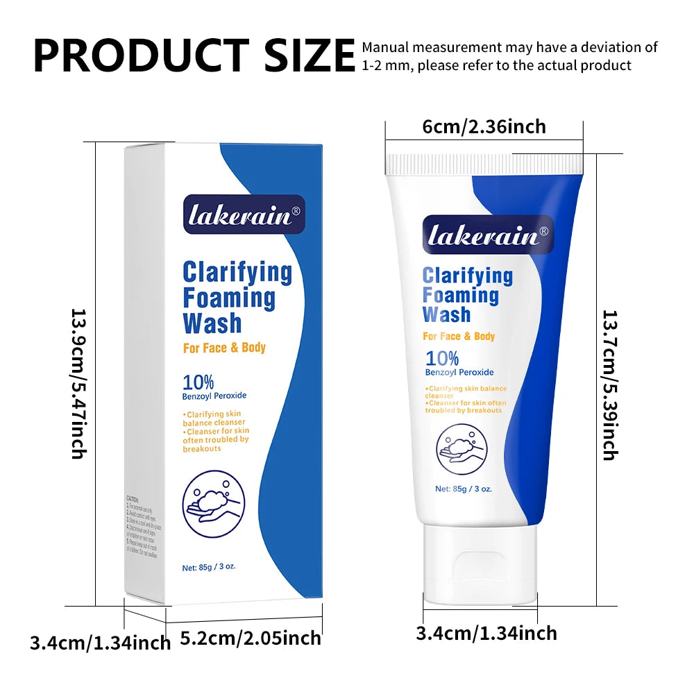 Lakerain Clarifying Foaming Wash 10% Benzoyl Peroxide Foaming Cleanser Acne Foaming Cleanser Target Breakouts Deep Clean Cream