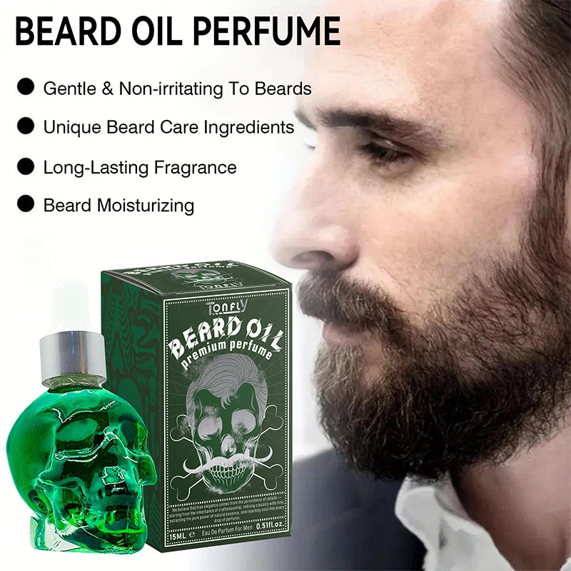 Men's Beard Care Perfume Oil 15ml Gentleman Fragrance Long-lasting Fragrance Brand Skull Perfume Portable Fresh Eau De Perfume