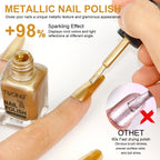 8ml Gold Metallic Nail Polish Bright Metal Mirror Nail Polish, Lasting，High Shine，Manicure Nail Lacquers Quick-Dry Manicure Art