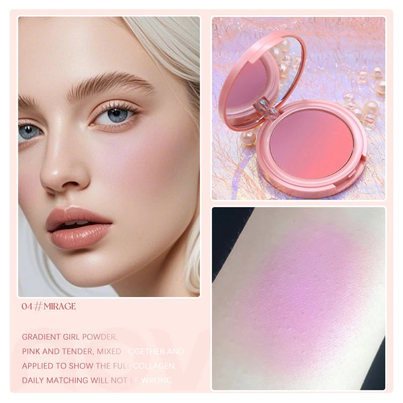 Vibrant Blush Palette, Multi-Color Gradient Design, Lightweight & Blendable Color, Face Cosmetics, With Easy-To-Use Mirror