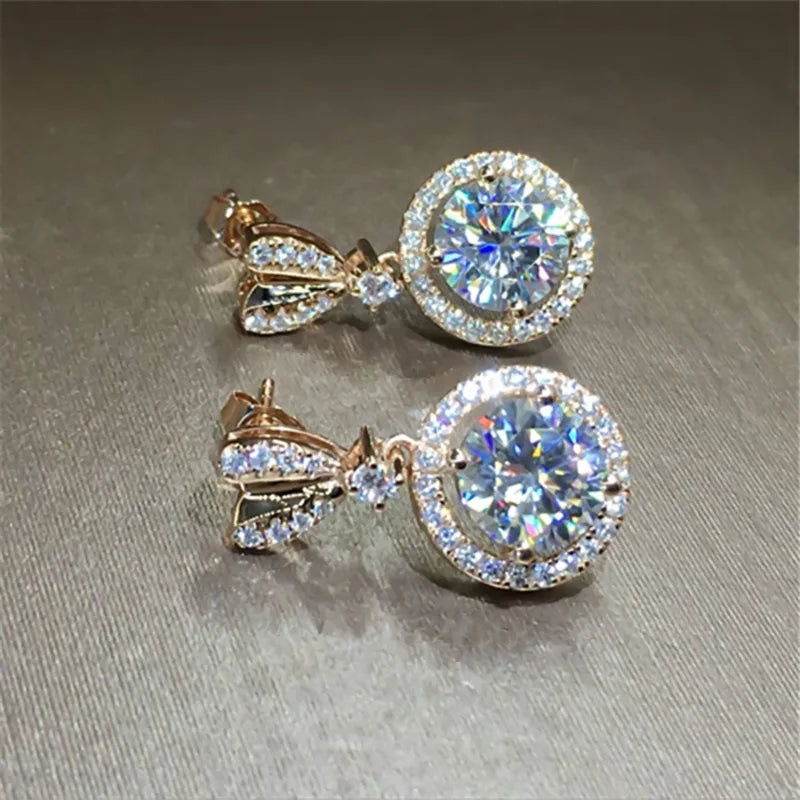 Real 14K Gold Jewelry Earring Women Fine Aros Mujer Oreja Pink Earrings for Women Orecchini 14 K rose Gold Bizuteria Jewelry