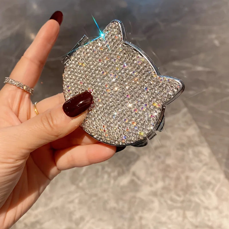 Makeup Mirror Luxury Diamond Portable Pocket Compact Mirror Women's Gifts Handheld Cosmetic Mirror with Magnification