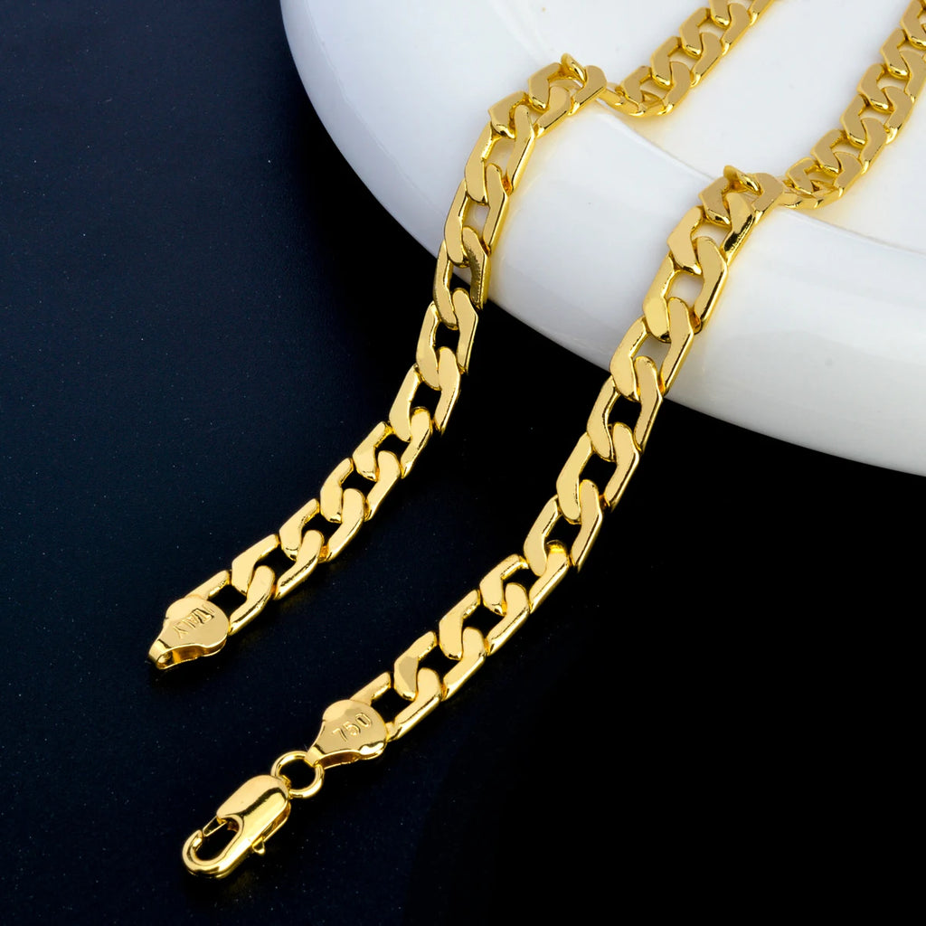 Sunny Jewelry Women Men's Necklace Gold Plated Fashion Basic Punk Cuban Link Chain Long Necklace Neck Jewellery Accessories Gift