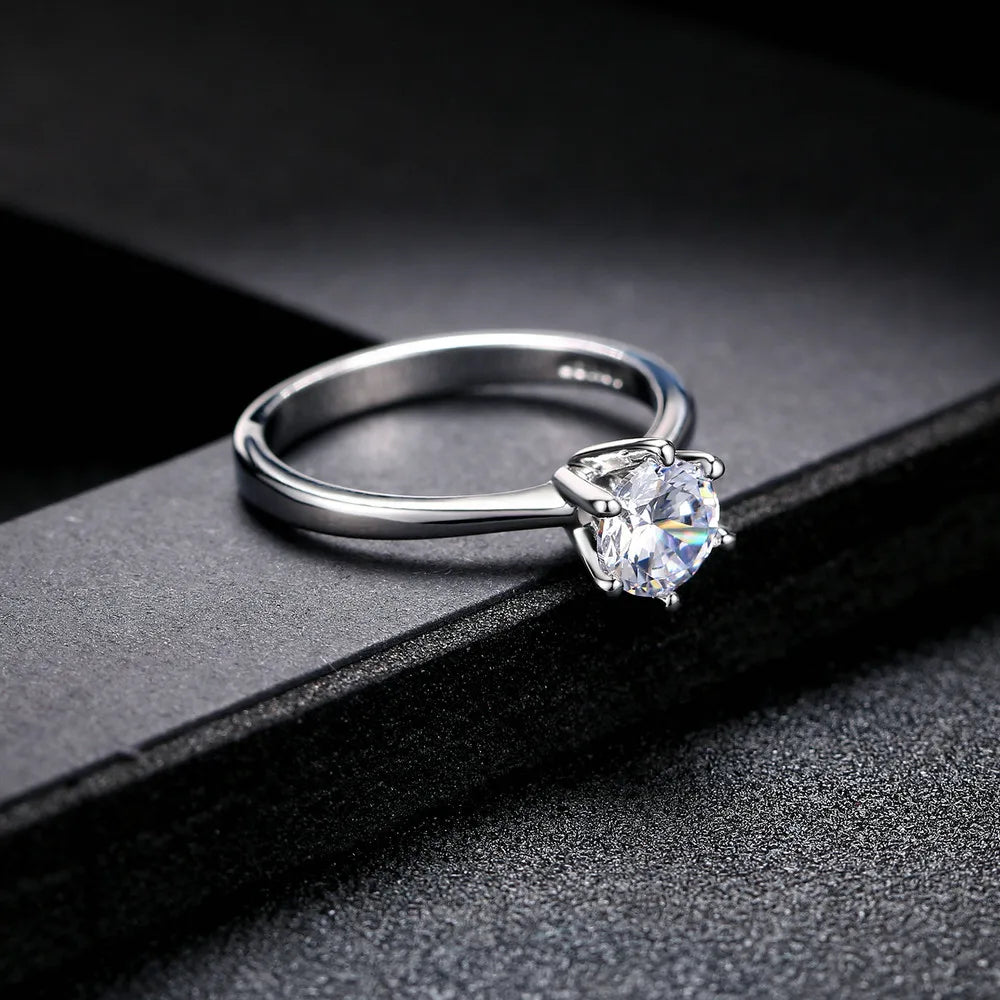 Wedding Engagement Rings For Women Female Jewellry Silver Color Ring 6 Clows Zirconia Ring With Stone Jewelry Wholesale R013