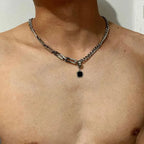 Stainless Steel Chains Rivet Choker Necklace for Men Hiphop Punk Neck Jewelry Short Collar Chain With Pendant Gothic Accessories