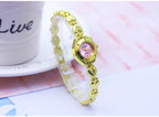 Luxury Woman Lady Gold Love Pendant Bangle Bracelet Wristwatches Young Female Girls Fashion Waterproof Gifts Thin Strap Watches