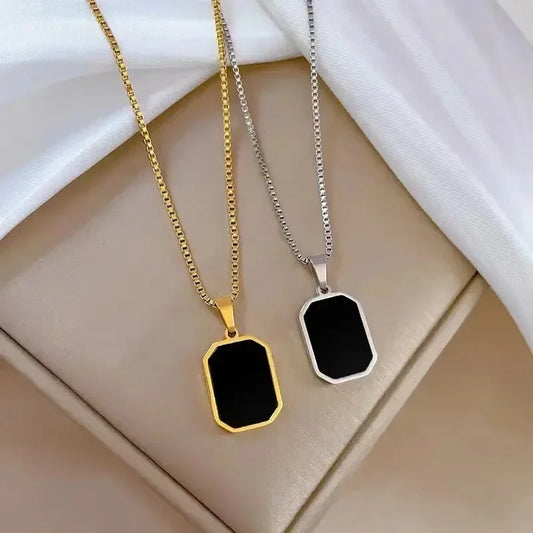 men's Neck Chain Black Exquisite Minimalist Square Pendant Choker Geometric Necklace Collar Chain Female Jewelry Party Gifts