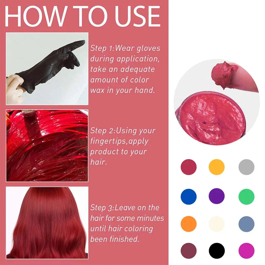 Halloween Hair Colour Wax Easy To Wash DIY Dye Hair Mud Immediate Dying for Eyebrow Beards Coloring Temporary Hair Colour Cream
