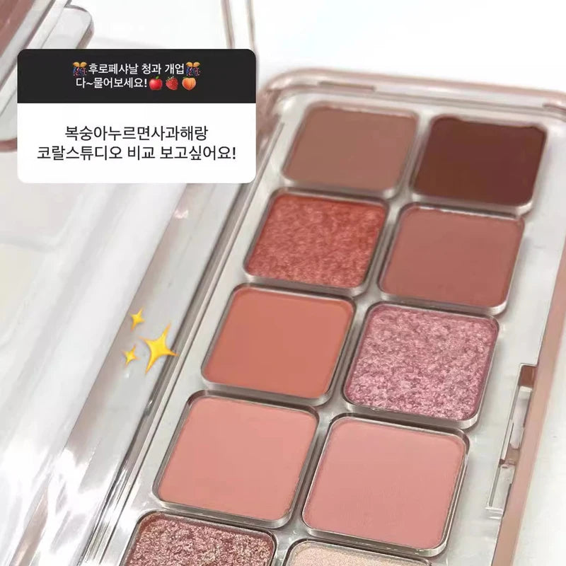 12 Colors Pink Eye Shadow Pallete Clear Glitter Pearl ,Girl Beginner Makeup Nude Eyeshadow Low Saturation Korean Cosmetics