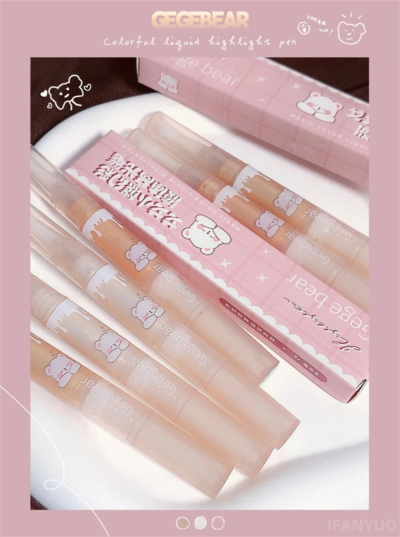 Waterproof Shiny Diamond Highlight Pen Eye Makeup Highlighter Long Lasting Pearl White Brighten Silkworm Shadow Liquid Highlight