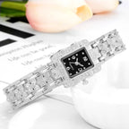 Luxury Sliver Metal Women Bracelet Wrist Watch Top Brand Fashion Crystal Quartz Watch Elegant Square Ladies Clock Reloj Mujer
