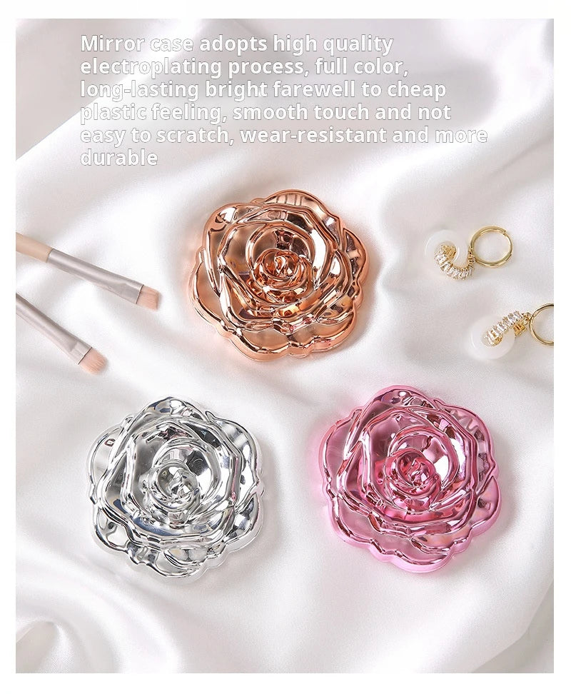 1PC Portable Mini Mirror Retro Rose Flower Small Pocket Makeup Mirror Double Sided Hand Mirrors Compact Cosmetic Beauty Tool