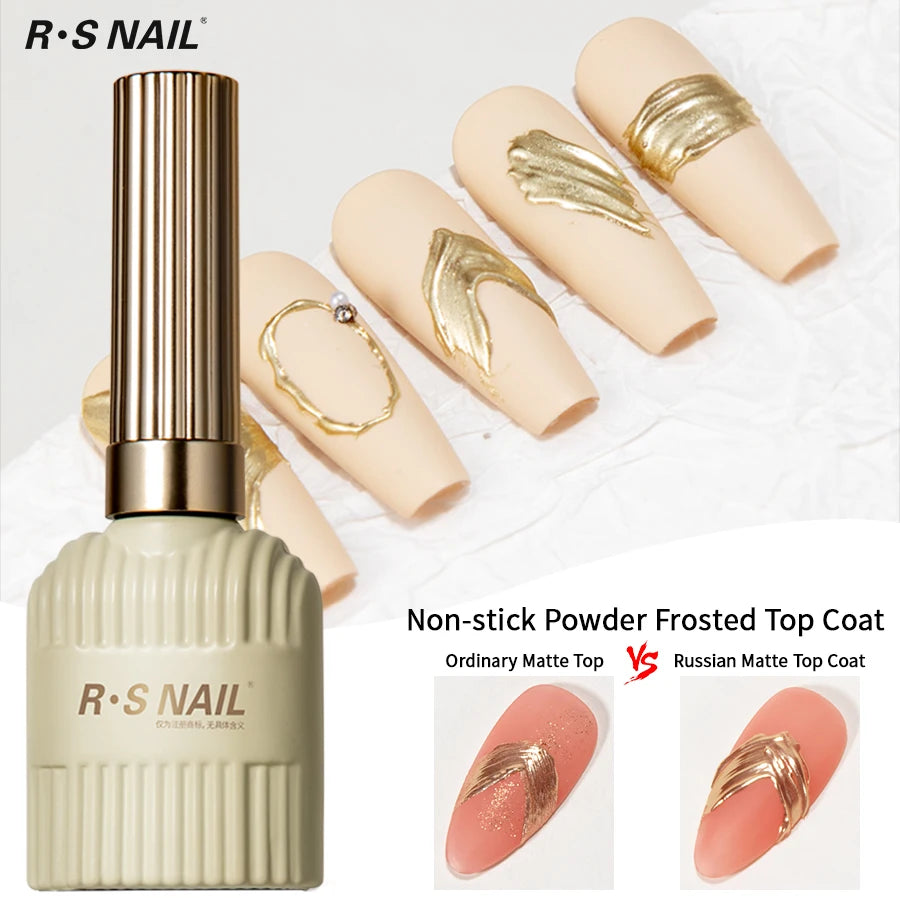 RS NAIL Russian Matte Top Coat Gel Nail Polish 10g Frosted Non Stick Powder Mat Top Coat Nail Art LED UV Semi Permanent Seal Gel