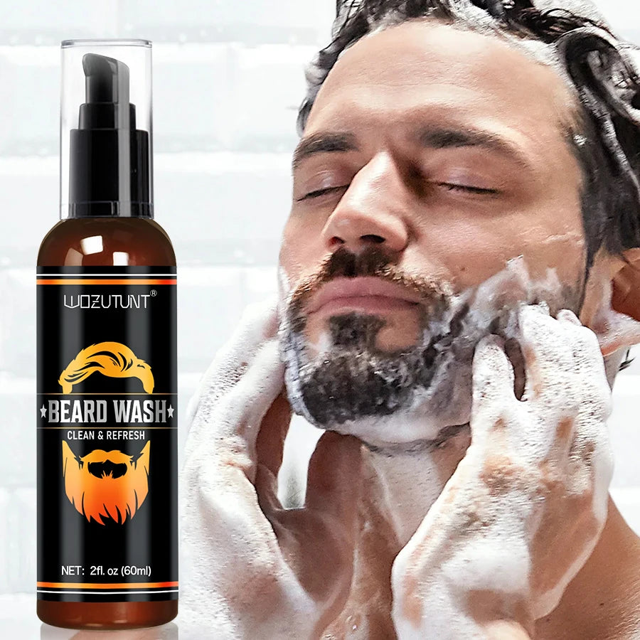 Facial Hair Care Product for Men Moustache Moisturize Grooming Spray Beard Wash Whisker Nourish Oil Softening Styling Beard Balm